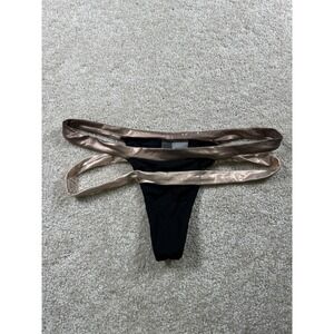 Beach Bunny Bikini Bottom Womens Small Metallic Bronze Double Strap Thong Swimwe